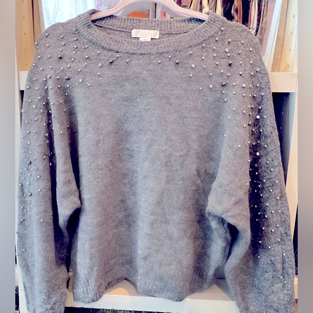 SOLD H&M - Gray Rhinestone Sweater - Large